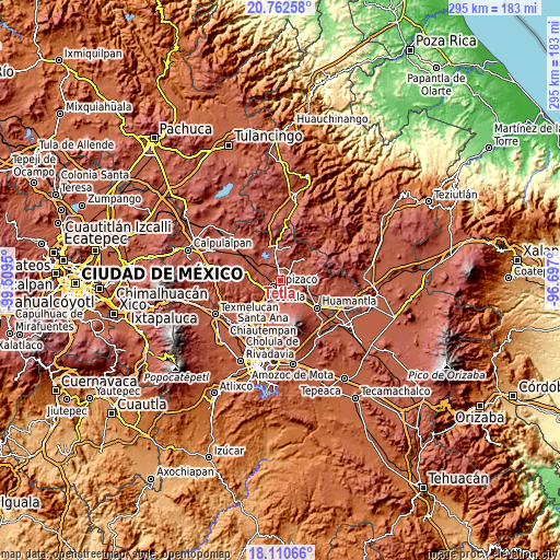 Topographic map of Tetla