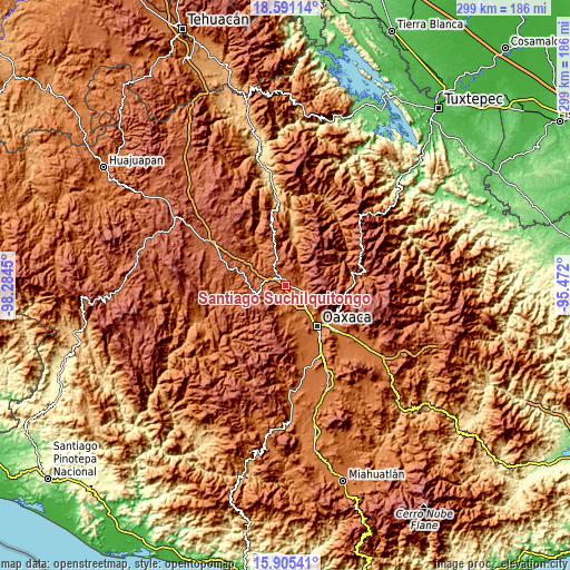 Topographic map of Santiago Suchilquitongo