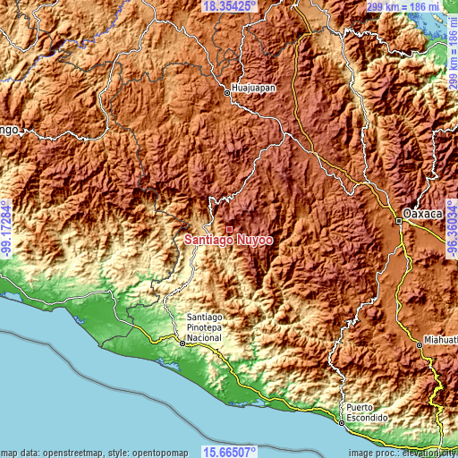 Topographic map of Santiago Nuyoó