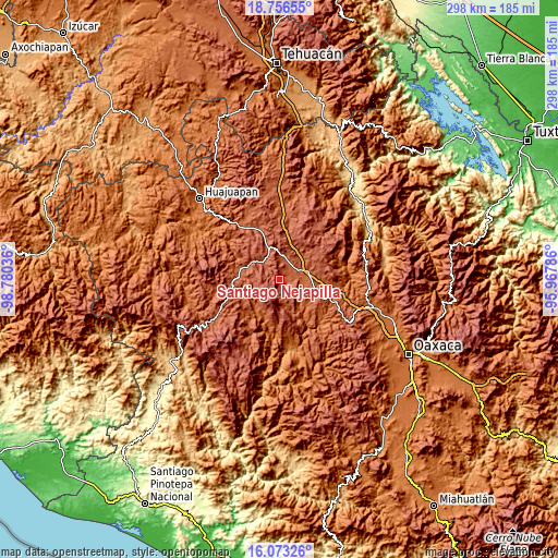 Topographic map of Santiago Nejapilla