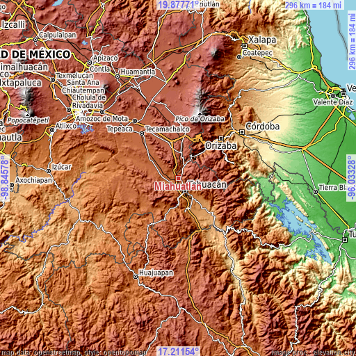 Topographic map of Miahuatlán