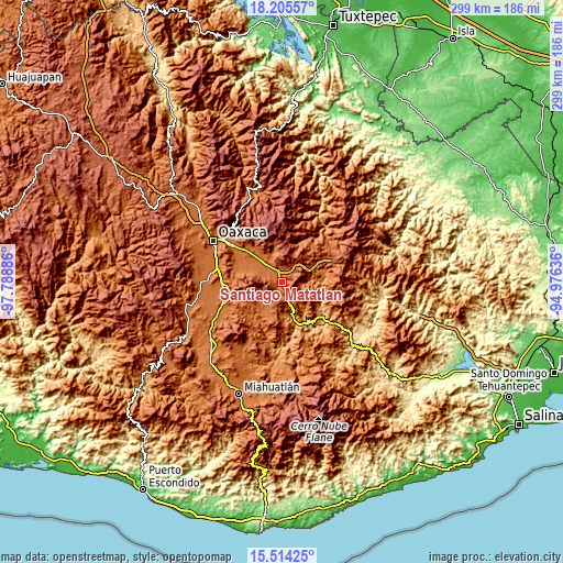 Topographic map of Santiago Matatlán