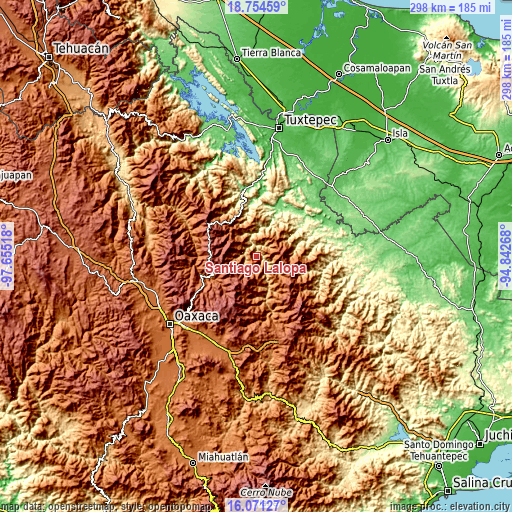 Topographic map of Santiago Lalopa