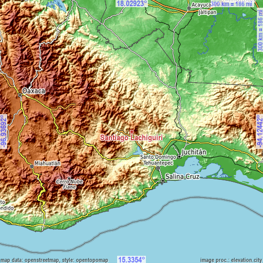 Topographic map of Santiago Lachiguiri