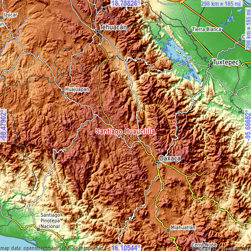 Topographic map of Santiago Huauclilla