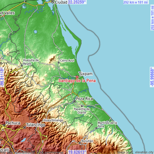 Topographic map of Santiago de la Peña