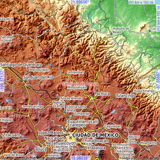 Topographic map of Santiago de Anaya