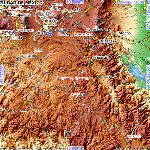 Topographic map of Santiago Chazumba