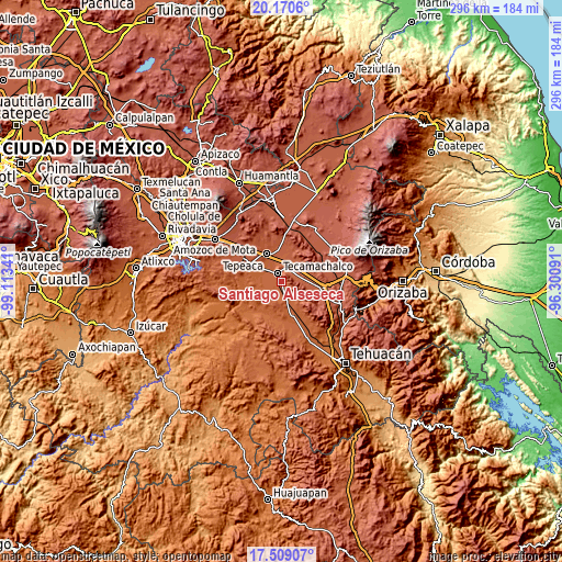 Topographic map of Santiago Alseseca