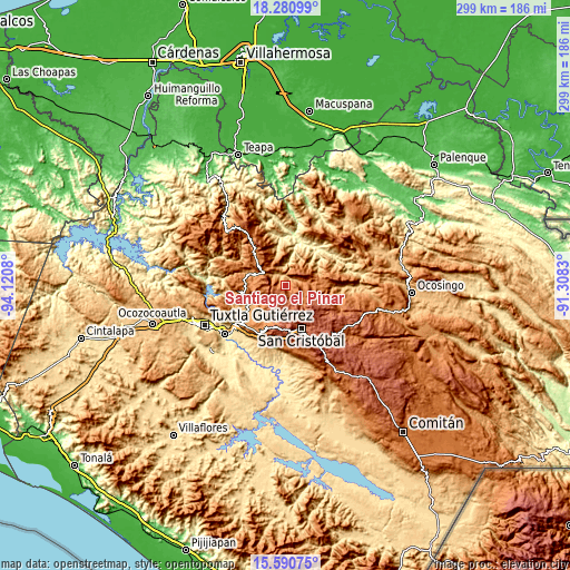 Topographic map of Santiago el Pinar