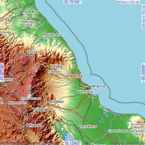 Topographic map of Santa Rosa