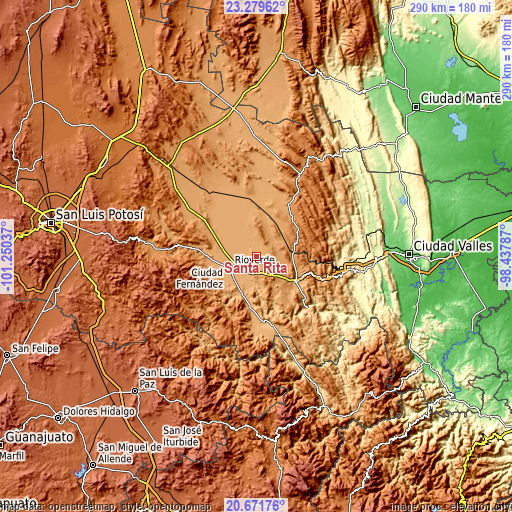 Topographic map of Santa Rita