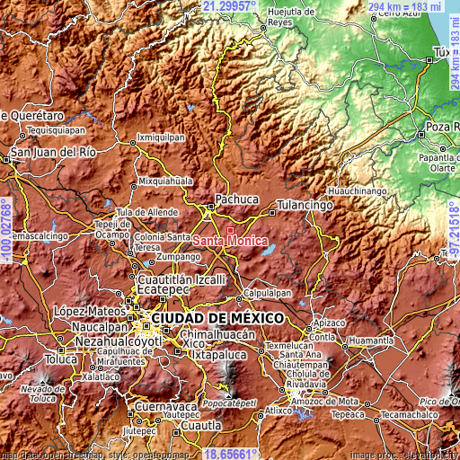 Topographic map of Santa Mónica