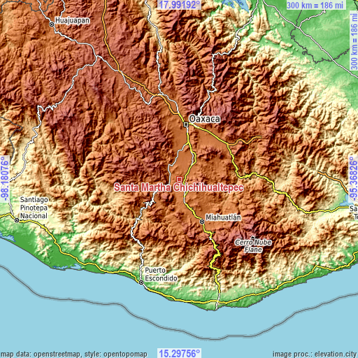 Topographic map of Santa Martha Chichihualtepec