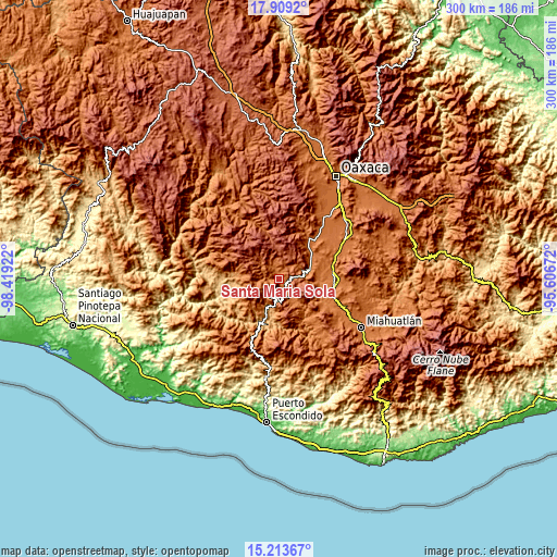 Topographic map of Santa María Sola