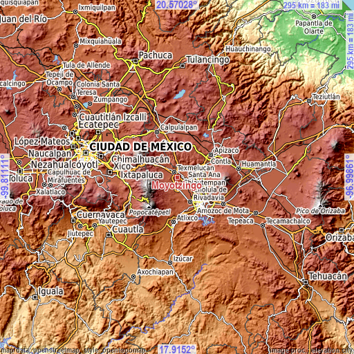 Topographic map of Moyotzingo