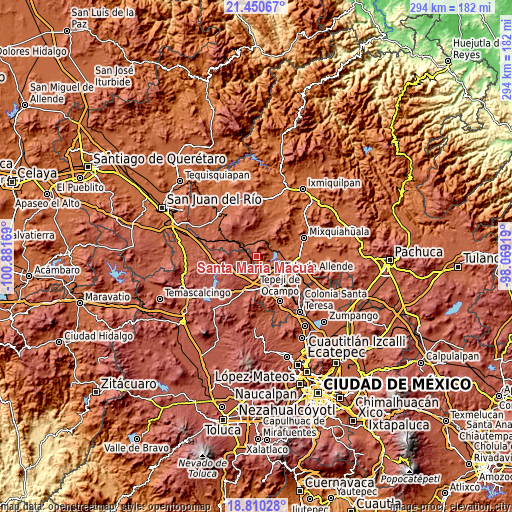 Topographic map of Santa Maria Macua