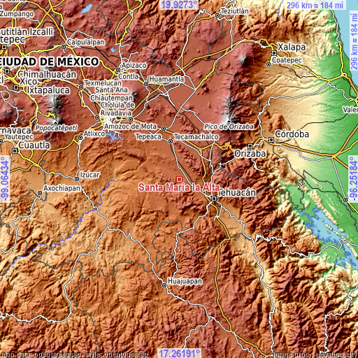 Topographic map of Santa María la Alta