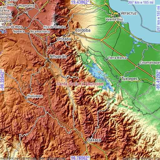 Topographic map of Santa María la Asunción