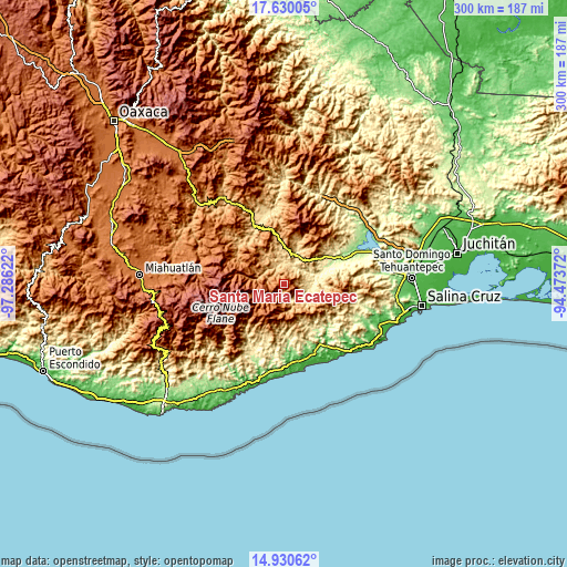 Topographic map of Santa María Ecatepec