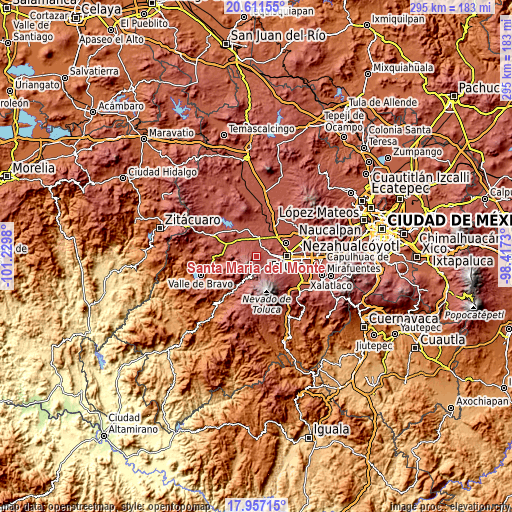 Topographic map of Santa María del Monte