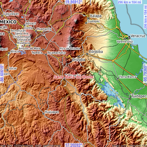 Topographic map of Santa María del Monte