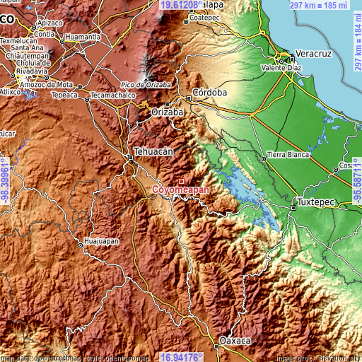 Topographic map of Coyomeapan