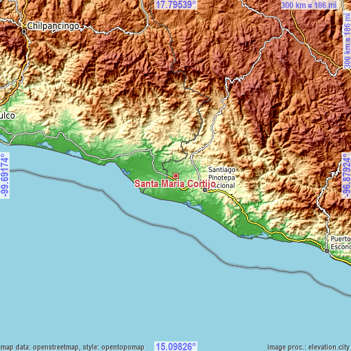 Topographic map of Santa María Cortijo