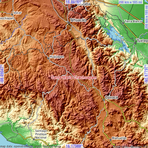 Topographic map of Santa María Chachoápam