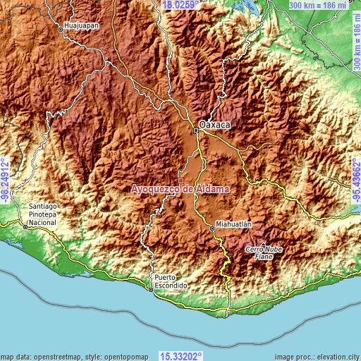 Topographic map of Ayoquezco de Aldama