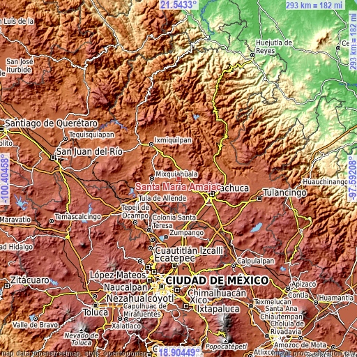 Topographic map of Santa María Amajac