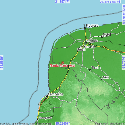 Topographic map of Santa María Acú