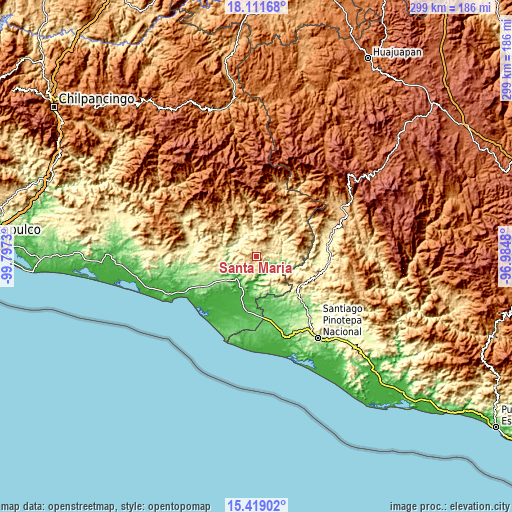 Topographic map of Santa María