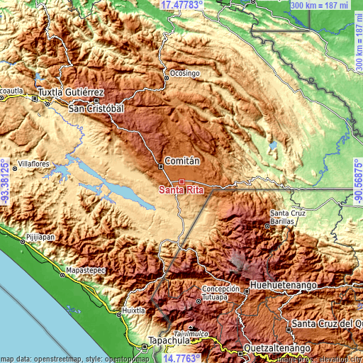 Topographic map of Santa Rita