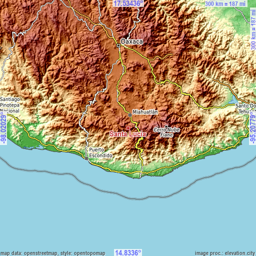 Topographic map of Santa Lucía