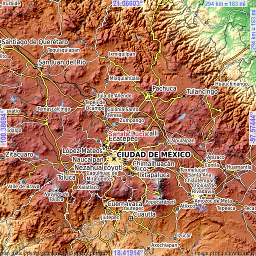 Topographic map of Sanata Lucía