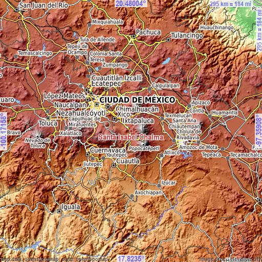 Topographic map of Santa Isabel Chalma