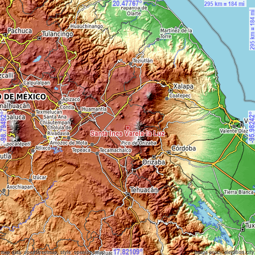 Topographic map of Santa Inés Varela la Luz