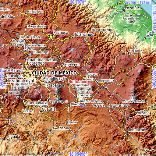 Topographic map of Huiloapan