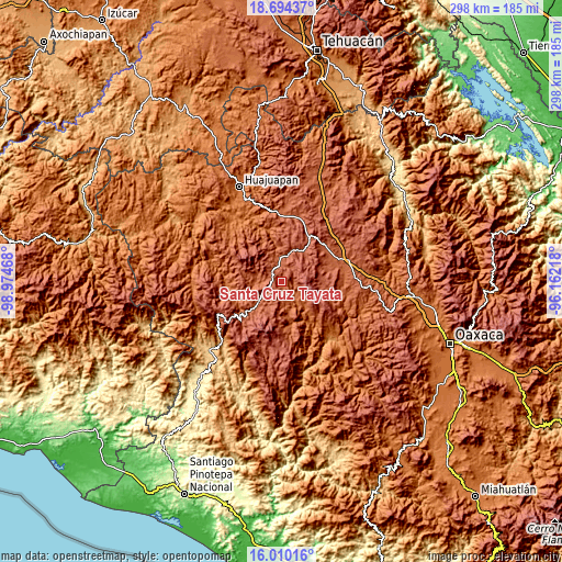 Topographic map of Santa Cruz Tayata