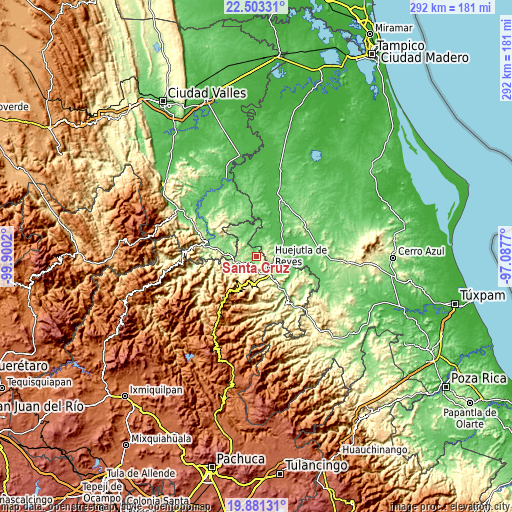 Topographic map of Santa Cruz