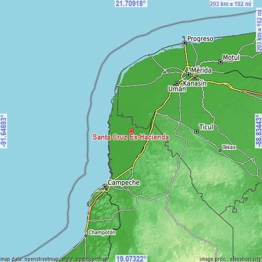 Topographic map of Santa Cruz Ex-Hacienda