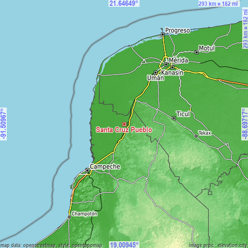 Topographic map of Santa Cruz Pueblo