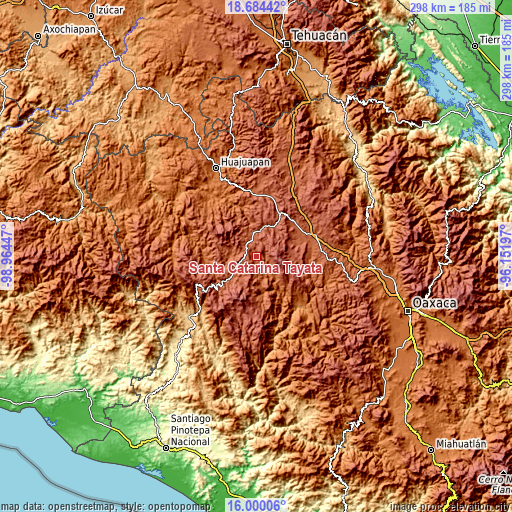 Topographic map of Santa Catarina Tayata