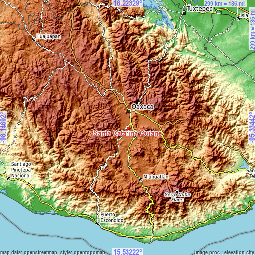 Topographic map of Santa Catarina Quiané