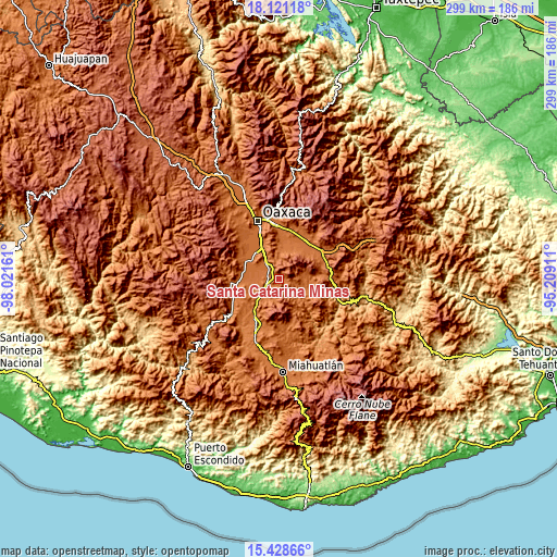 Topographic map of Santa Catarina Minas