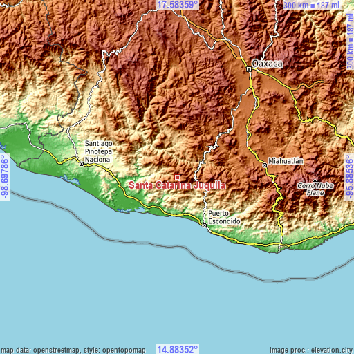 Topographic map of Santa Catarina Juquila