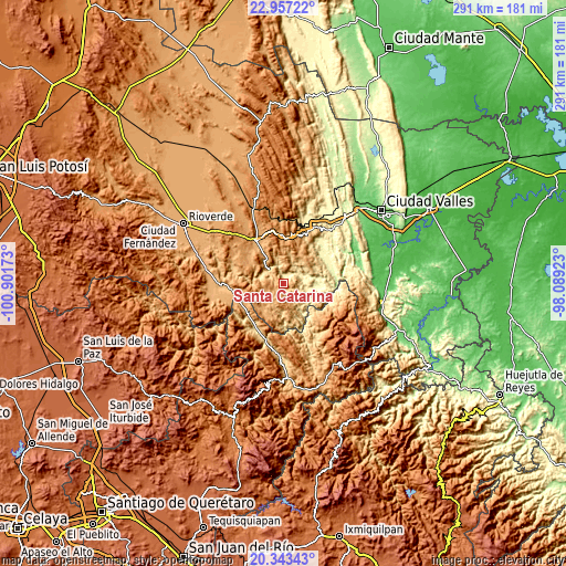 Topographic map of Santa Catarina