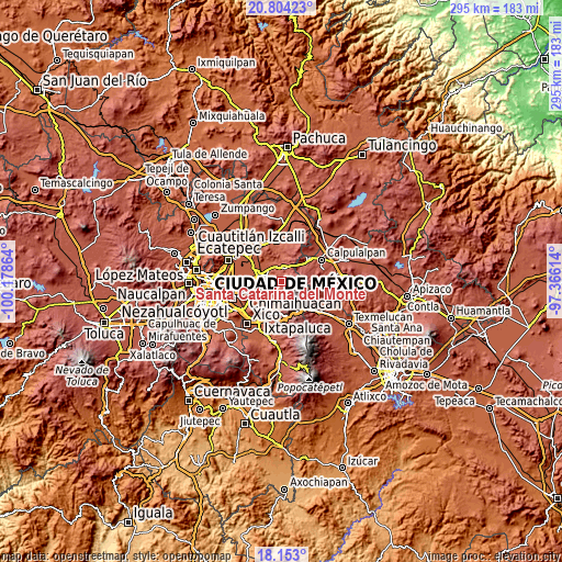 Topographic map of Santa Catarina del Monte