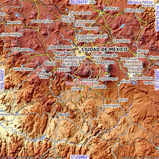Topographic map of Santa Catarina